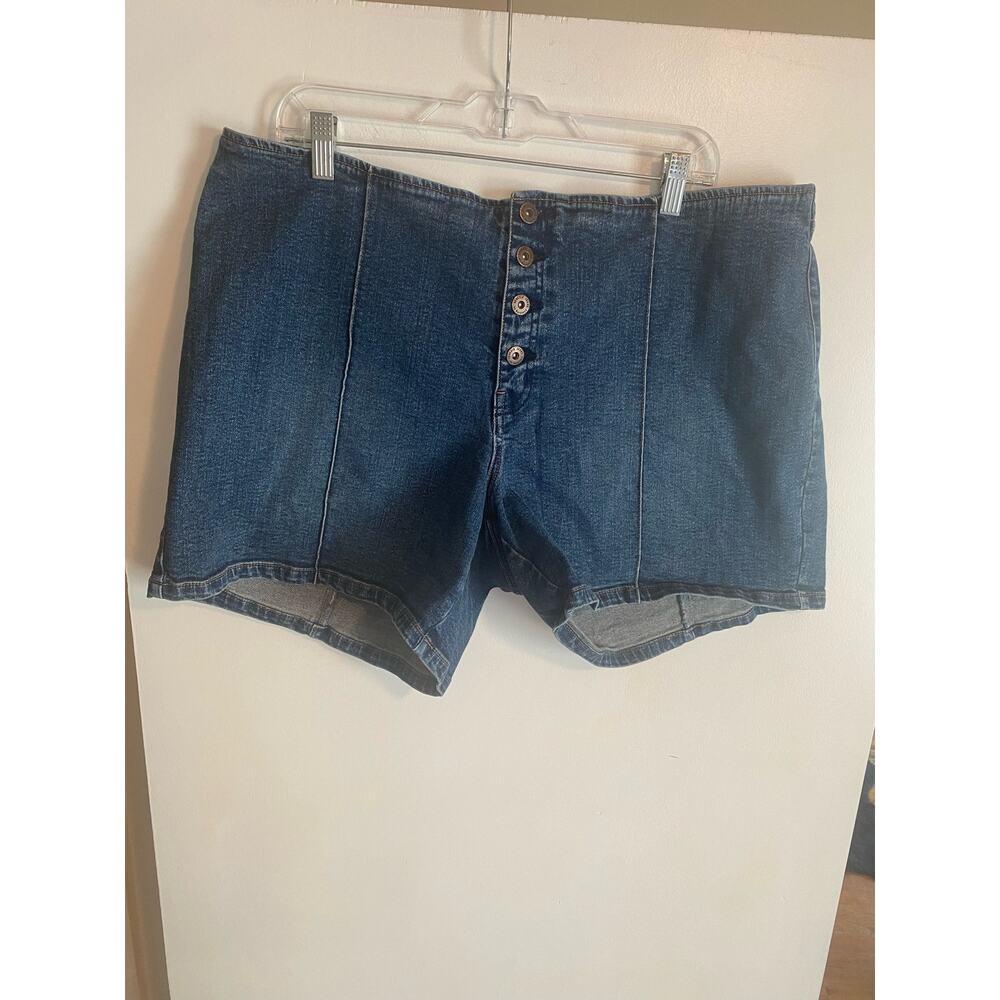 Vtg Venezia Lane Bryant 22 Y2K Denim Jean Shorts Front Seam Back Seam button fly